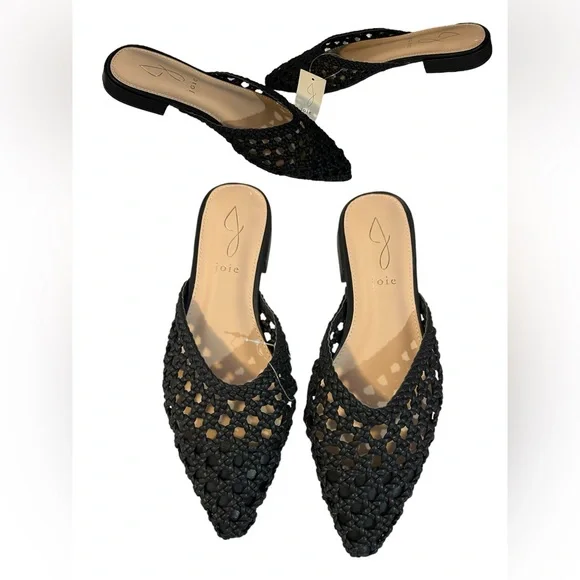 NWT Joie Behold Open Back Woven Pointed Toe Slip On Mules Sandals - Picture 6 of 12